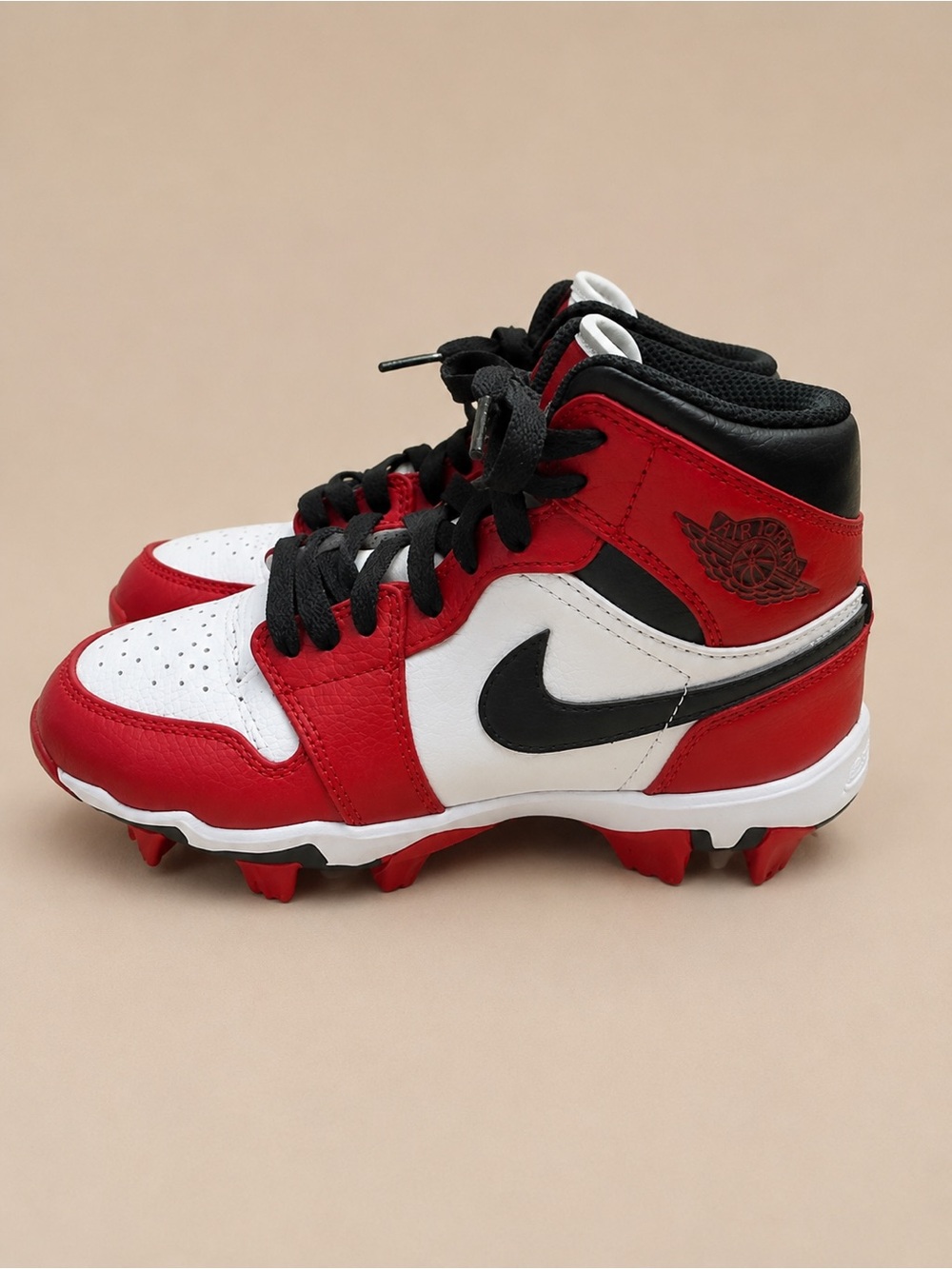 Nike Air Jordan 1 Mid TD Baseball Cleats Red White Black Size 2Y